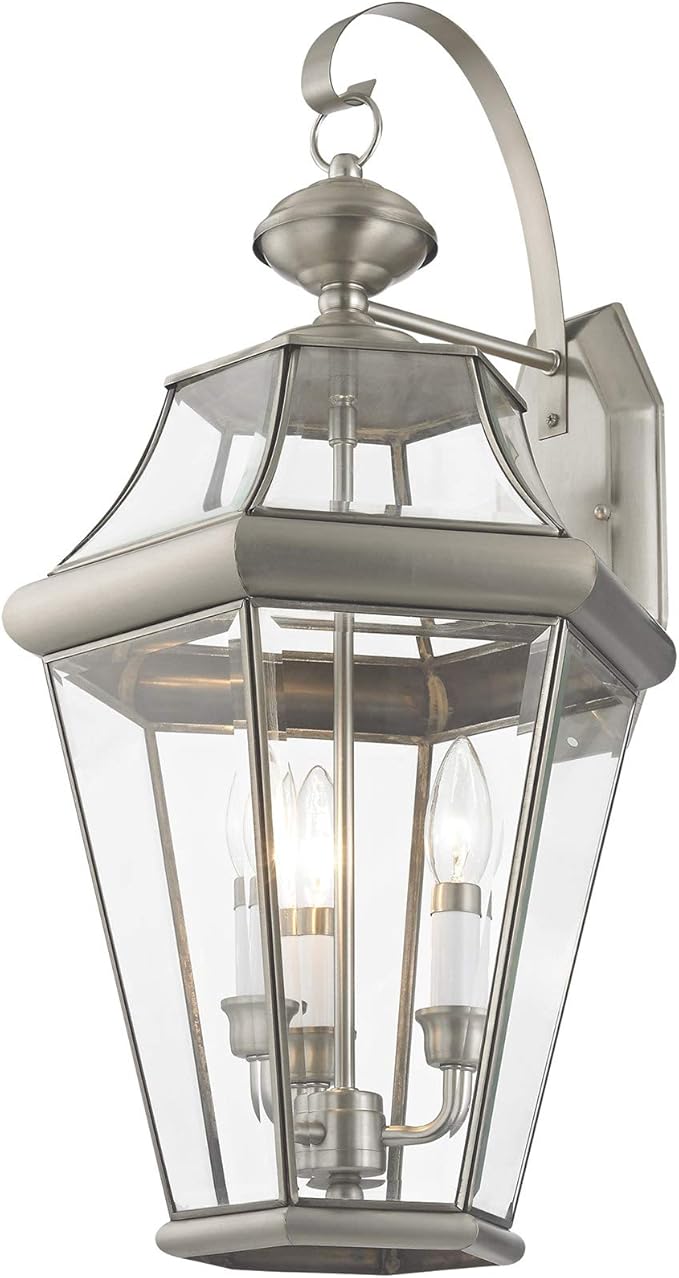 Livex Lighting 2361-01 Georgetown 3-Light Outdoor Wall Lantern Antique Brass