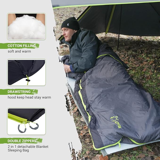 ATEPA Duck Down Sleeping Bag/Blanket for Backpacking Ultralight Lightweight Rectangular Warm Weather Summer Compact Waterproof Portable Sleeping Bag for Adult Youth Hiking