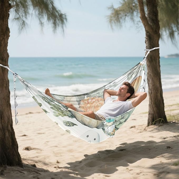 OTVEE Camping Hammock Pumpkin Art Halloween Portable Hammocks 500lb Upgraded Thickened Durable Single Hammocks with Tree Straps &amp Travel Bag for Camping Outdoor Indoor Patio Backyard
