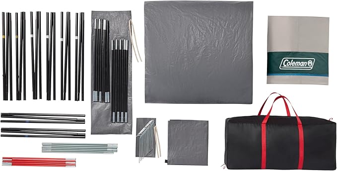 Coleman Skylodge 12-Person Camping Tent with Rainfly &amp Screened Porch XL Weatherproof Family Tent Fits 4 Queen-Sized Airbeds Color-Coded Poles &amp Sleeves Made of PFAS-Free Materials