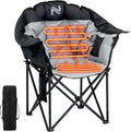 ABORON Oversized Heated Armrest Camping Chair Portable Heated Folding Recliner Chair with 3 Heat Settings Fully Padded Heavy Duty Chair Supports Up to 400 lbs Perfect for Outdoor Adventures