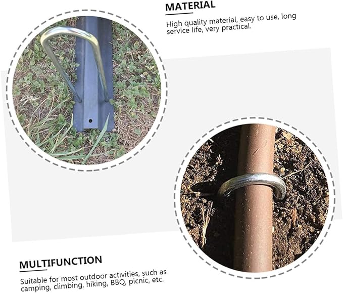 4Pcs Heavy Duty U Shape Steel Tent Stakes Durable Ground Nails for Camping Canopy Awning Easy to Use Fixing Tool for Secure Outdoor Setup