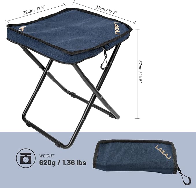 Camping StoolPortable Folding Compact Stool for Outdoor CampHikingPicnic Fishing600D Oxford Cloth Durable Aluminum Frame (Navy 2 Packs)