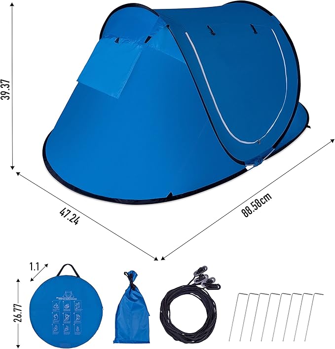 Zento Best Pop Up Beach Tent TA17 - Tent Pop Up Automatic Instant Portable Cabana – Camping Easy Set Up Windproof Waterproof Canopy - 3-4 Person Sunshade Shelter with UV Protection and Carry Bag