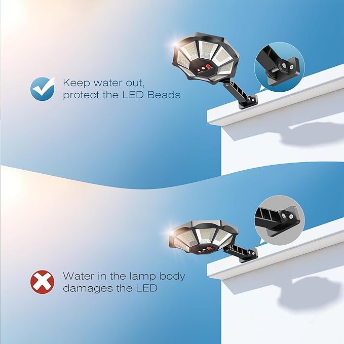 Solar Lights Outdoor 168LED 6500K Flood Light Dusk to Dawn 8 Sides Solar Outdoor Lights with Motion Sensor IP66 Waterproof Solar Street Lights Outdoor for Yard Pools(2 Pack)