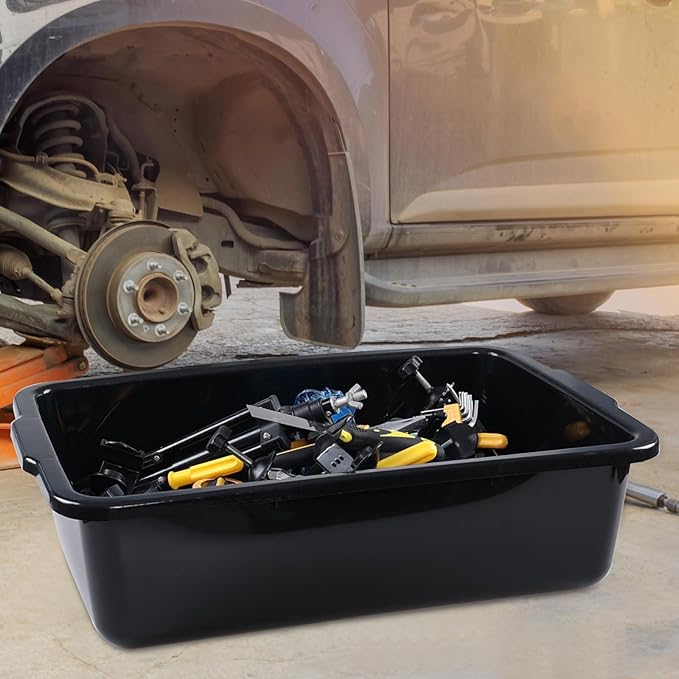 Sadstory Black Plastic Commercial Bus Tub 35 L Plastic Large Bus Box 4 Packs