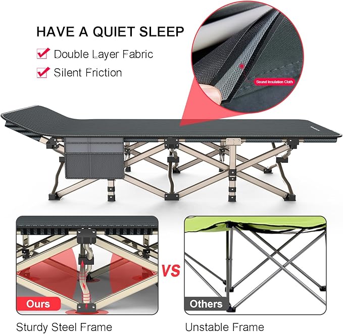 ATORPOK Camping Cot for Adults Comfortable Tent Folding Cot for Sleeping Lightweight Folding Bed with Carry Bag for Kids Supports 450 lbs Office Na