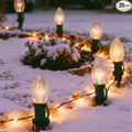 C9 Christmas Pathway Lights Outdoor 38Ft Outside Christmas Decorations with 25 7W Clear Bulbs and Stakes Waterproof Walkway String Lights for Outside Driveway Sidewalk Yard Path Holiday Xmas Decor