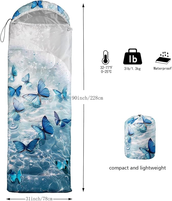 Kids Sleeping Bag for Boys GirlsCheckerboard Cat Print-Lightweight Warm Portable Outdoor Indoor-Waterproof Cold Weather Resistant Sleeping Bag for Camping Hiking