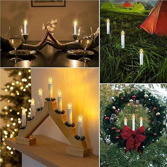 EuroFone Christmas Tree Candles 30pcs LED Flameless Flickering Battery Taper Candles with Removable Clipsfor Home Party Indoor Outdoor Xmas Trees Deco