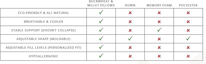 Bucky 100% Buckwheat Filled Pillow Collection Standard 23x16 Natural Twill