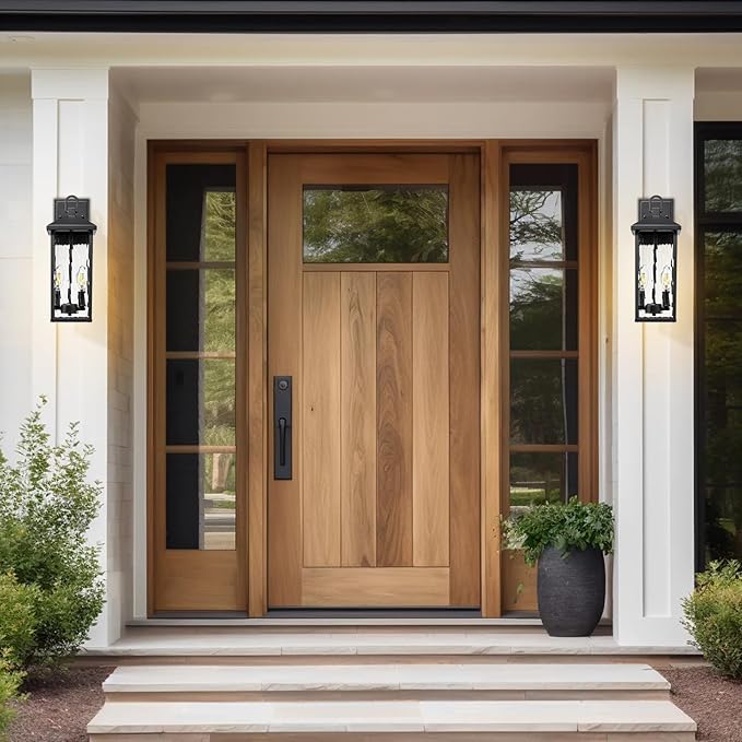 Darkaway Outdoor Wall Lights Exterior Lighting Fixtures Wall Mount Porch Lights Waterproof Outdoor Sconce with Water Ripple Glass E12 Socket for House Patio Hallway Garage