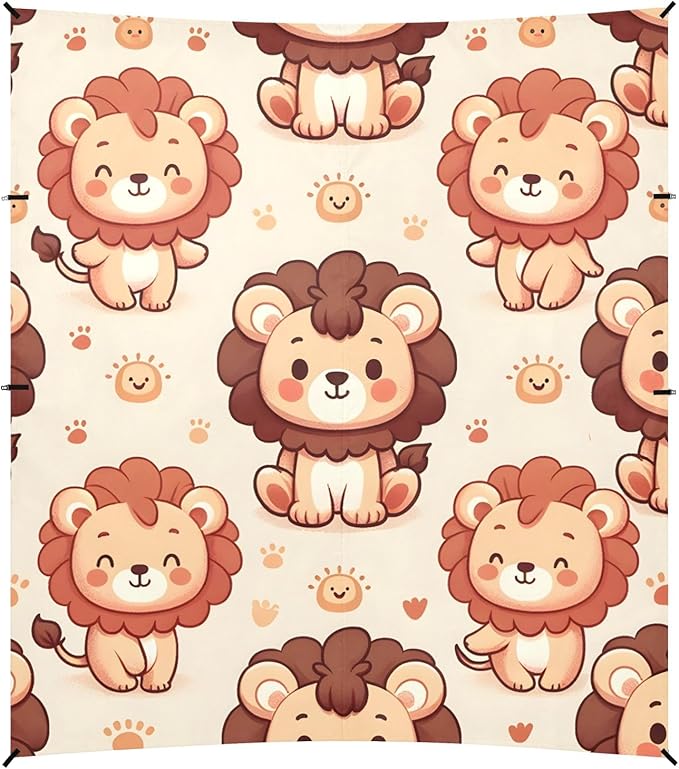 Cute Lion Character Camping Sun Shelter Beach Tent Portable Beach Sun Shade Outdoor Canopy for Camping Trips Fishing Picnic