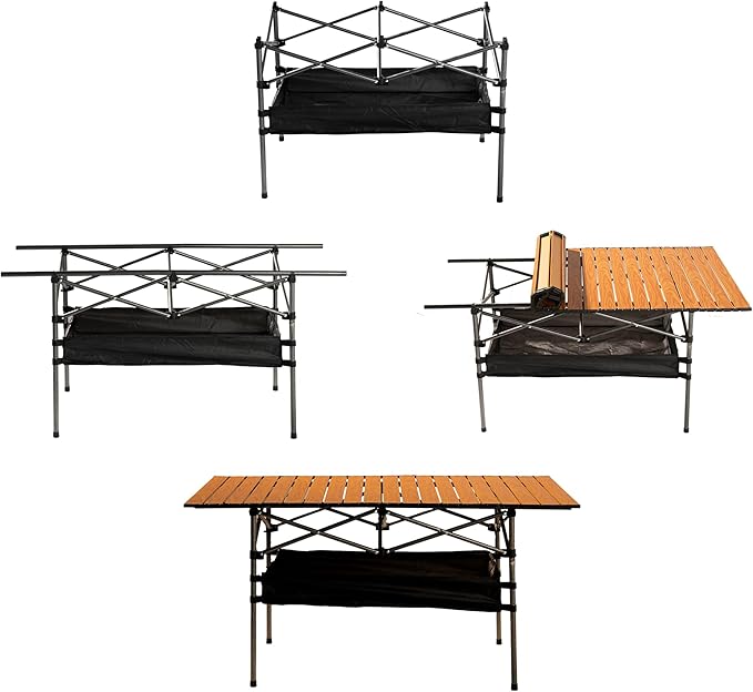 Outdoor Folding Table 7.93LBS Ultralight Camping Table with Built-in Storage &amp Carry Bag 225LBS Heavy Duty Aluminum Tabletop Carbon Steel Frame for Camping Picnic Beach BBQ