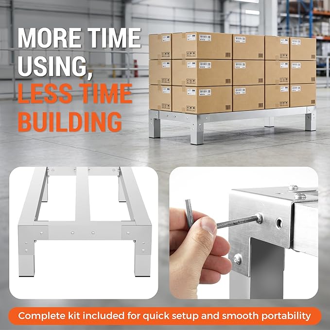2 Pack Aluminum Dunnage Rack 48x20 Commercial Storage Rack Food Floor Rack Stand with 1.5mm Thick Aluminum Tube &amp Tool-Free Assembly for Kitchen Garage Warehouse Restaurant Vehicle