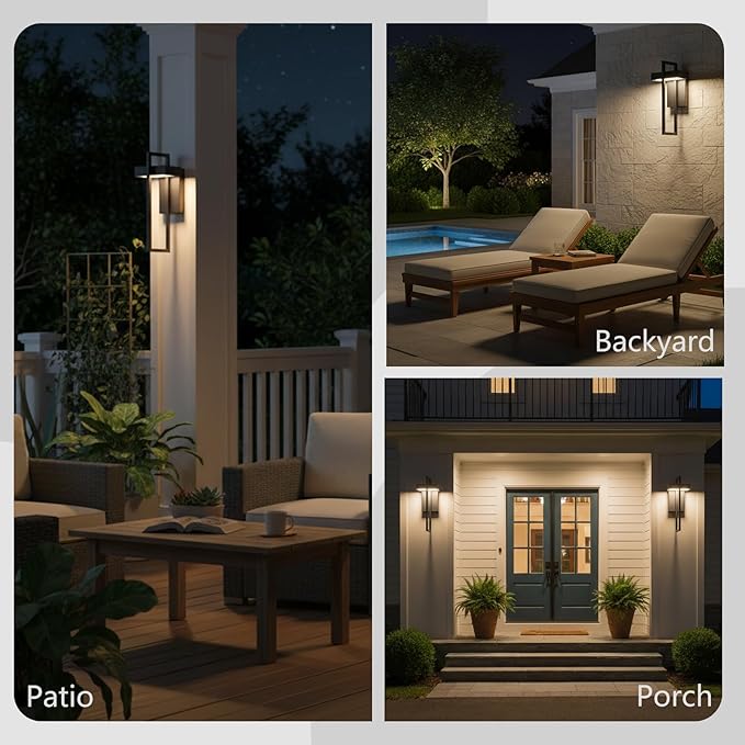 Black Outdoor Wall Light Hardwired 16.5 Modern Outdoor Wall Sconce  Dimmable Adjustable Light 2700K–6500K Waterproof Exterior Wall Light for Porch Front Door GarageWall Mount Lights With Remote