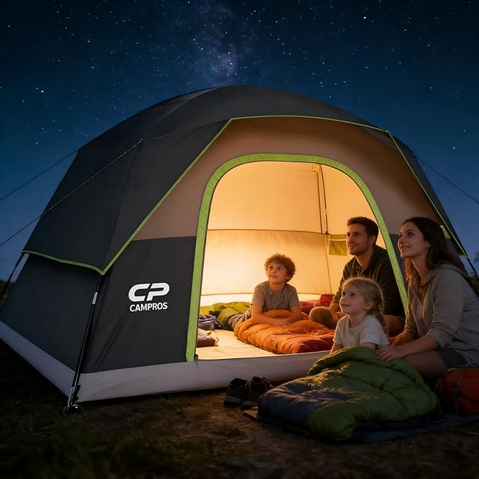 Tents for Camping 6 Person Tent Waterproof Windproof Double Layer Family Camping Tent Easy Setup Dome Tent with Large Mesh Windows &amp Wider Door for Outdoor Camping &amp Hiking