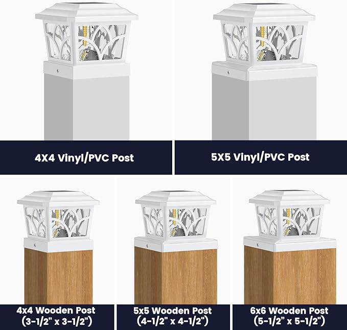 SIEDiNLAR Solar Post Cap Lights Outdoor 4 Modes 40 LEDs Aluminum Glass Deck Post Light for 4x4 5x5 6x6 Vinyl Wooden Posts Fence Patio Decor Warm White &amp Cool White Dynamic Lighting White (8 Pack)