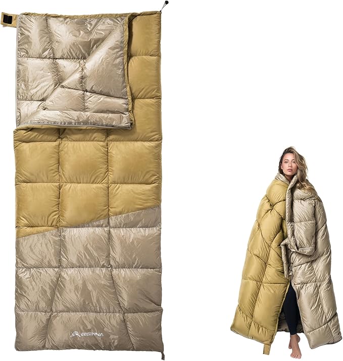 BISINNA Down Sleeping Bag for Adults 650FP Ultralught Wearable 3 Season Backpacking Sleeping Bags Muti-Use Outdoor Packable Sleeping Bag with Compression Sack for Hiking Travel