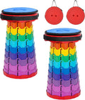 2 Pack Portable Telescoping Stools Collapsible Stool with CushionRetractable Foldingstool Max Load Capacity 400lbs Portable Collapsible Stools for Camping Hiking Outdoor BBQ Rainbow-Red