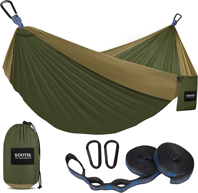 Kootek Camping Hammock Portable Hammocks with Tree Straps &amp Attached Carry Bag Camping Essentials Gear Perfect for Outside Indoor Hiking Beach Backpack Travel