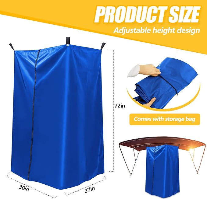 Boats Privacy Curtain Changing Room with Bag Portable Privacy Tent Easy Up Pontoon Enclosure Partition for Pontoons Boat Hanging Tent 27 W x 30 D x 72 H(Blue)