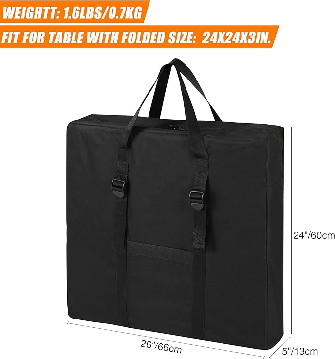 REDCAMP Black-2 Pack Folding Table Storage Bag Waterproof Carry Bag with Handles for Folding Picnic Camping Card Table Black 26 D x 5 W x 24 H
