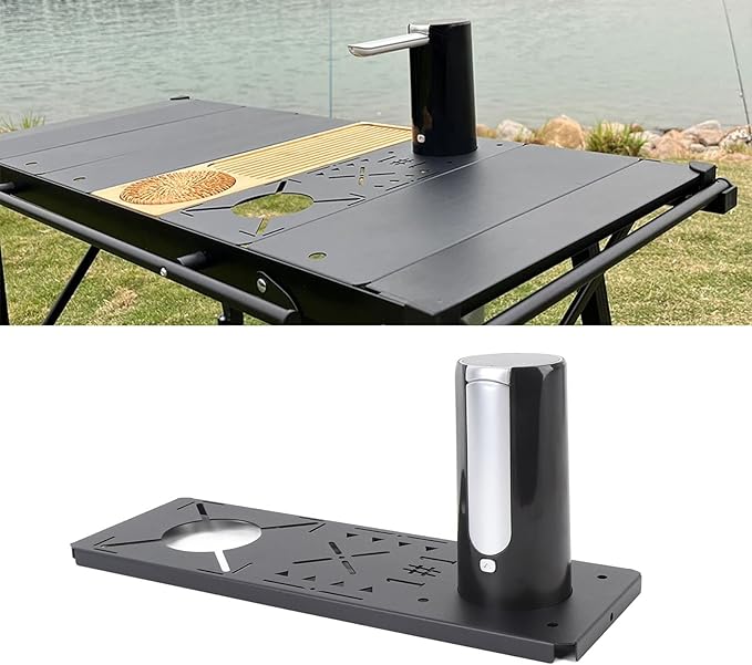 Diydeg Top Board Bridge Table with Electric Water Dispenser Camping Table Board for IGT Series Grill Table Top Plate Outdoor Stove Furnace Board Hiking Accessories (Black)