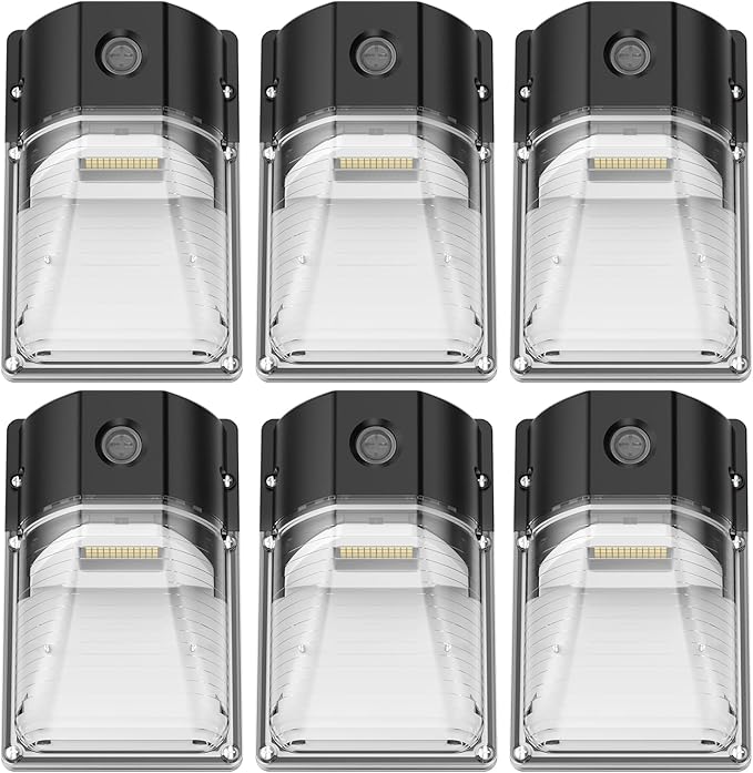 30W LED Wall Pack Light Dusk to Dawn Outdoor Lighting Sensor 3600LM 5000K LED Outdoor Wall Lights 120Vac IP65 Waterproof Security Flood Light for Commercial Porch Garage Garden 6 Pack