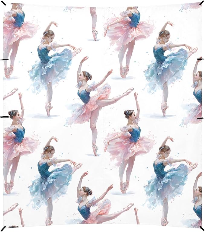 Blue Pink Ballet Dancer Pattern Camping Sun Shelter Beach Tent Portable Beach Sun Shade Outdoor Canopy for Camping Trips Fishing Picnic