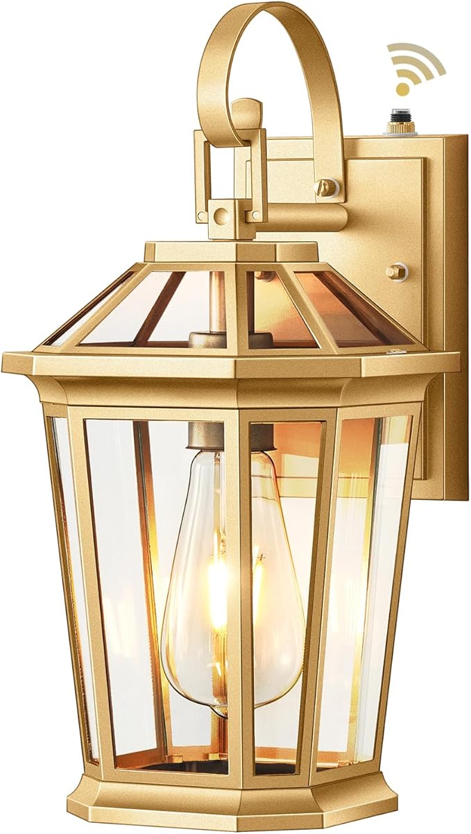 VIANIS Outdoor Porch Lights Wall Mount Dusk to Dawn Exterior Light Fixture for House 100% Anti-Rust Aluminum Waterproof Porch Light Outside Wall Lights Gold Wall Sconce Lanterns for Garage