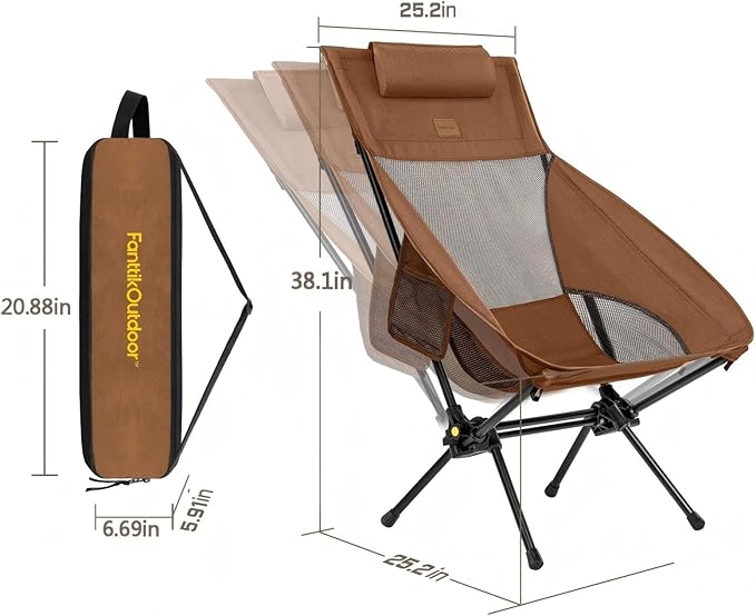 FanttikOutdoor Zeta L8 Max Camping Chair Portable &amp Lightweight Multi-Angle Adjustable Supports up to 250 lbs Comfort-Driven Design High Strength Camping Chair for Travel Hiking Fishing Br