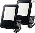 Simple Deluxe 2 Pack 100W Flood Lights Outdoor 10000LM Daylight White LED Work Light with Plug IP65 Waterproof 6500K Floodlight for Garage Yard Lawn