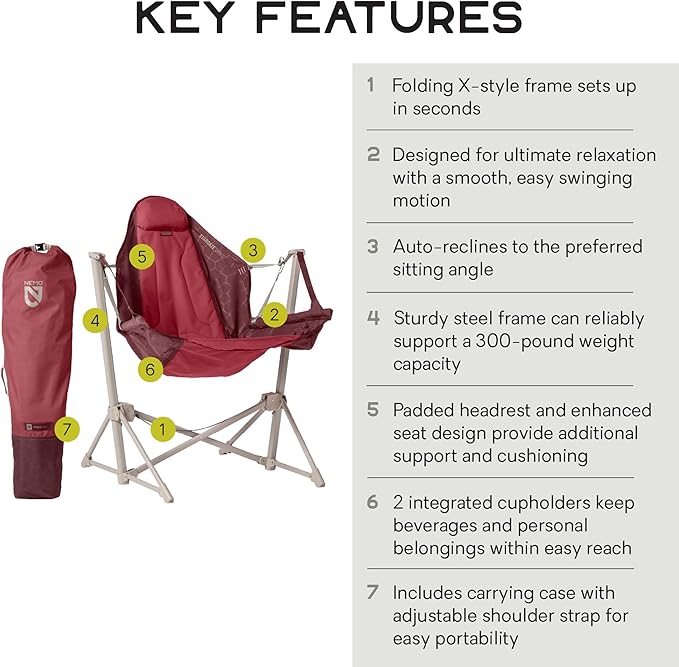 Nemo Equipment Stargaze EVO-X Folding Reclining Camp Chair - Deep Claret - One Size