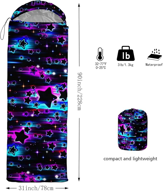 QOOMO Camping Sleeping Bags3 Season Warm &amp Cool WeatherLightweightWaterproof Sleeping Bags for Adults &amp KidsTravelingand OutdoorsCamping Gear Equipment