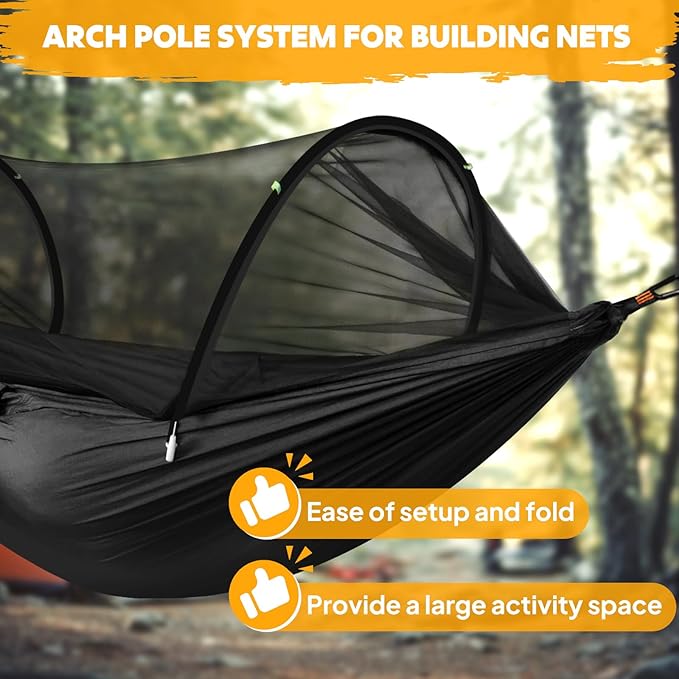 Chihee Ultra-Light Travel Camping Hammock Pop-up Net Hammock 660lbs Load CapacityBreathableQuick-Drying Parachute Nylon 2 Premium Carabiners2 Tree Slings Included for Outdoor Backpacking Hiking