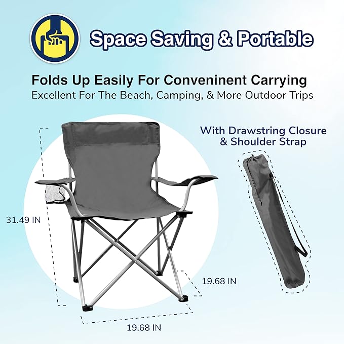Weather Station Camping Chair Lightweight and Portable Outdoor Folding Tailgate Quad Chair with Cup Holder and Armrests