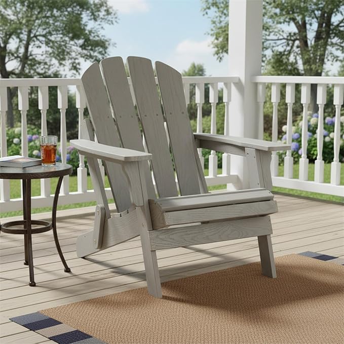 ZeHuoGe Oversize Embossed Wooden Outdoor Folding Chair with Pre-Assembled BackRest &amp SeatBoard Wood Patio Chair for Garden Backyard Porch Pool Deck Firepit