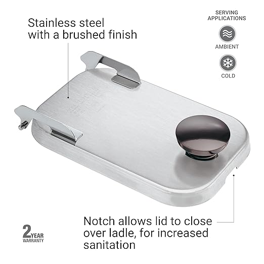 Server Products Stainless Steel Hinged Lid for Countertop Condiment Dispenser Jars Model 82545 Compatible With Server’s Deep or Shallow Fountain Jars