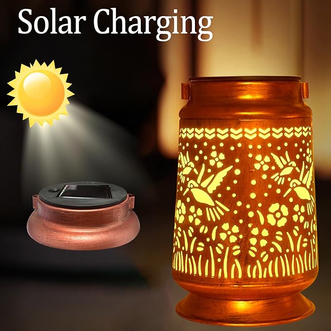 Solar Lanterns Outdoor Waterproof Gifts for Women Grandma Gifts for Mom Dragonfly Projection Garden Decor Solar Hanging Lantern Metal for Patio Yard Festival Pathway Landscape (Dragonfly 4)