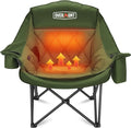 Overmont Gentle Heated Oversized Camping Chair for Adults - 3 Levels Seat &amp Back Separately Control - 400lbs Support Heavy Duty Padded Folding Chair Outdoor Garden Portable - Battery NOT Included