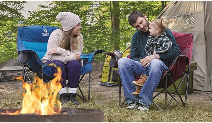 Guide Gear Oversized Extra Large Padded Camping Chair Portable Folding Large Camp Lounge Beach Chairs for Outdoor Adults Men and Women Heavy-Duty 400 Pound Capacity with Cup Holder Green