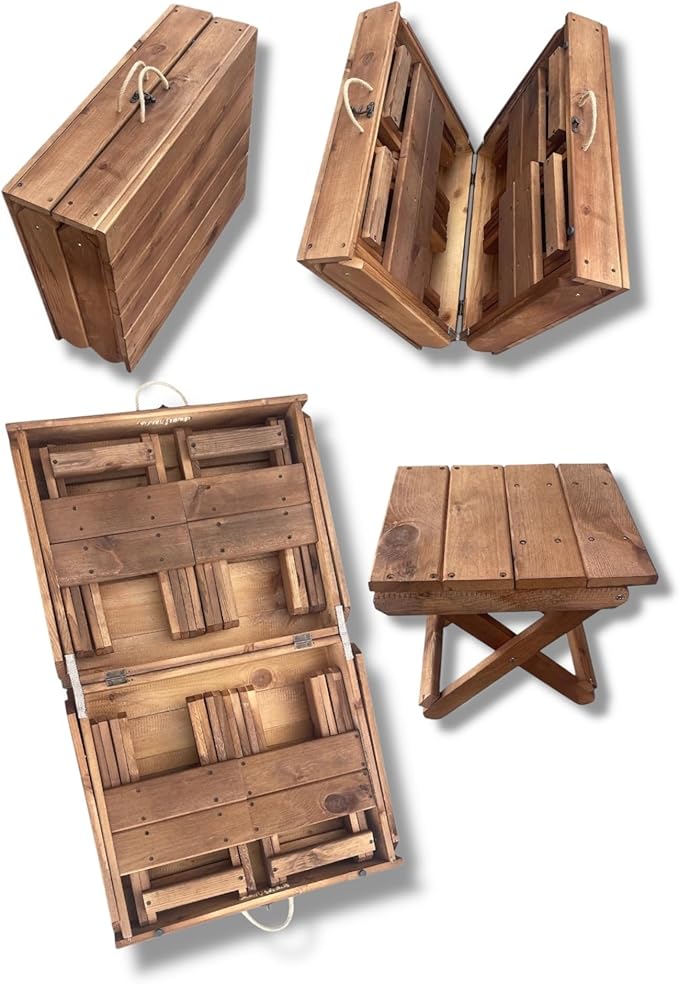 Foldable Suitcase Table with Stools Compact and Portable Design
