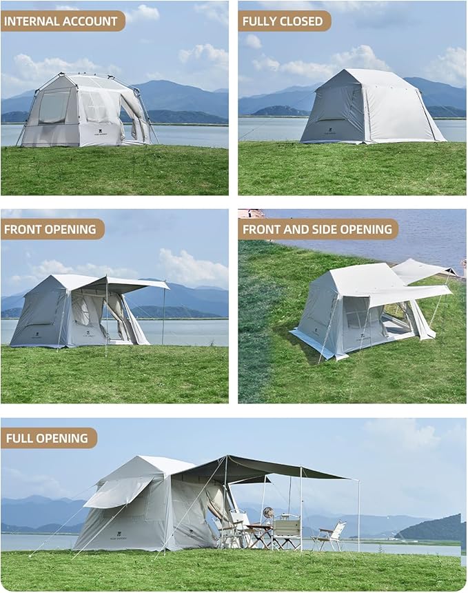 Mobi Garden Skyloft 4/8 Person Instant Tent Large Aluminum Alloy Cabin Tent Double Layer Full Rainfly Waterproof 4 Season Shelter Huge Interior with Pre-Attached Poles Air Vent &amp Carry Bag