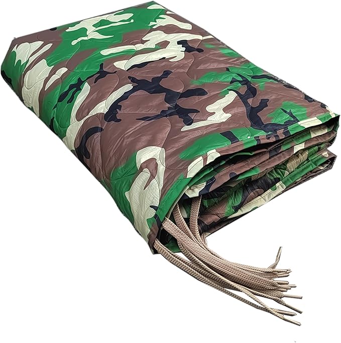 Woobie Blanket Thermal Insulated Military Poncho Liner Water-Resistant Portable Insulation for Hiking Survival with Compression Carry Bag (Forest)