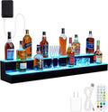 LED Lighted Wine Racks Countertop Wine Bottle Holder Liquor Bottle Display Shelf 2-Tier 48 Inch Acrylic Whiskey Rack with Remote &amp App Control USB Powered for Home Bar &amp Commercial Use