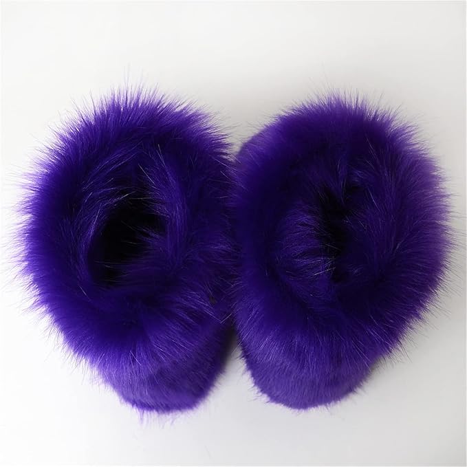 Womens Furry Faux Fur Booties Winter Warm Snow Ankle Boots Fuzzy Fluffy Furry Mid Calf Boots Outdoor Comfy Flat Shoes