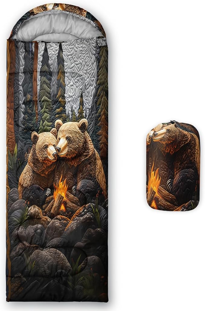 AILONEN Floral Wolf Sleeping Bag for Girls WomenWarm and Cool WeatherLightweightWaterproof BackpackingColorful Flower Animal Print Sleeping Bag for Camping