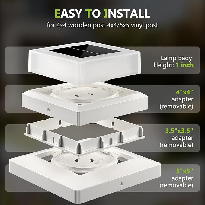 4x4 Solar Post Cap Lights 12pack Fence Post Solar Lights Outdoor Waterproof with Warm White LightingWhite Waterproof Cap Post Lights fit 3.5x3.5/4x4 Wooden/Vinyl Posts
