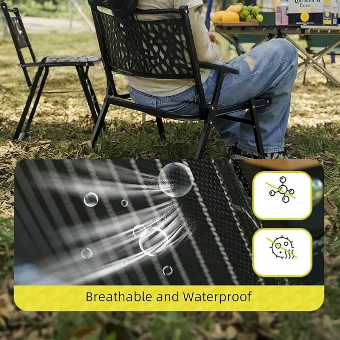 2-Pack Portable Folding Fishing Chair with Thickened Steel Frame Solid Wood Armrests &amp Teslin Fabric - Lightweight Collapsible for Hiking Beach Backpacking &amp Picnic